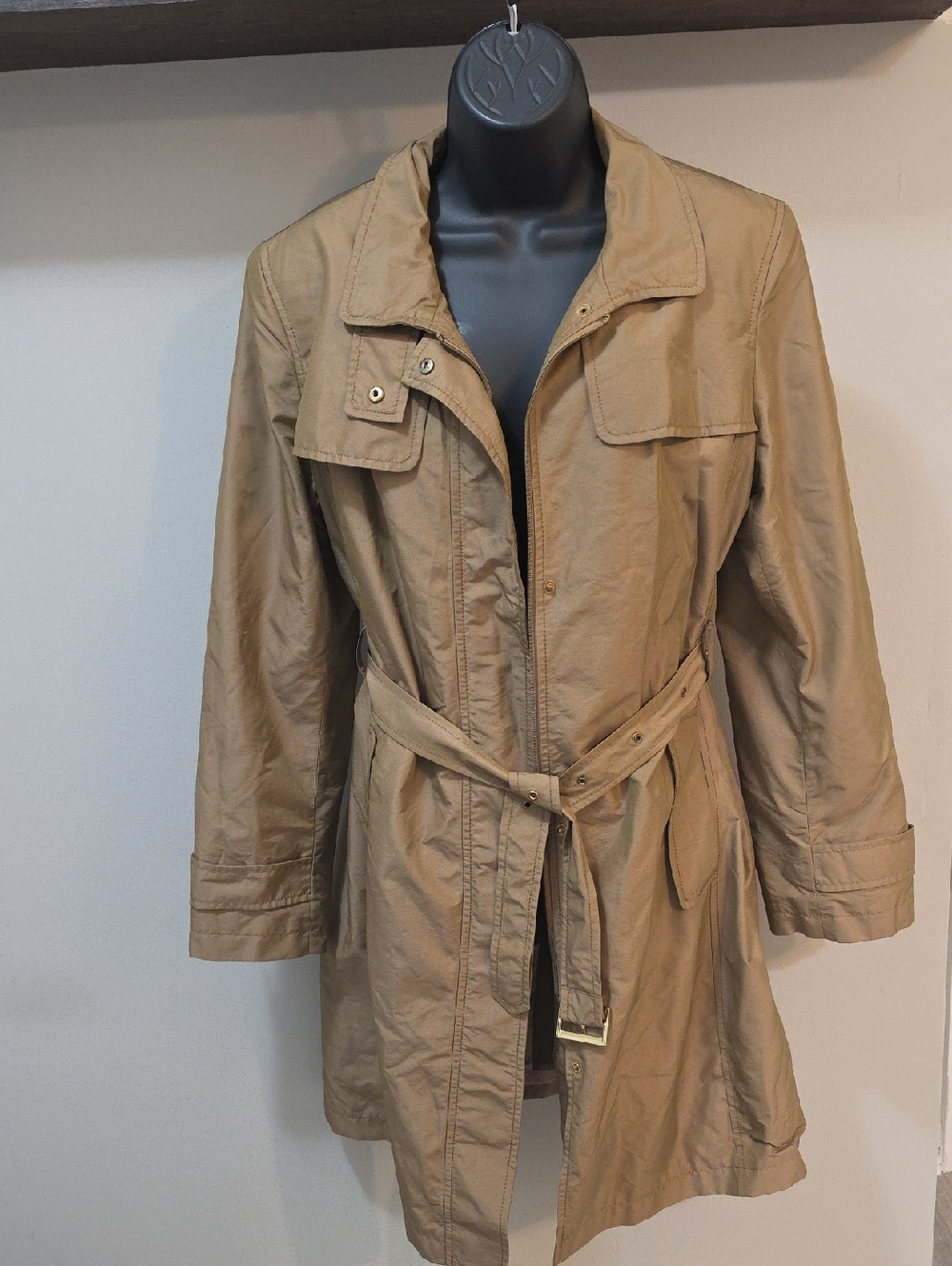 Gallery Tan Belted Waterproof Trench Coat